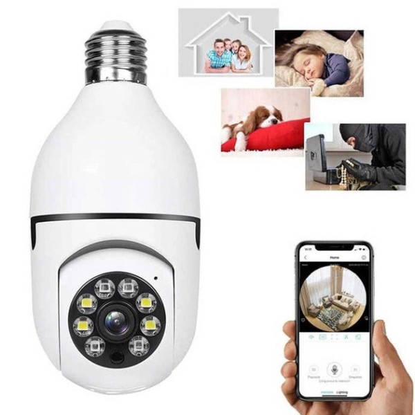 Панорамная IP-камера видеонаблюдения WIFI 2DUAL LENS LAMP Camera с обзором 360 градусов и датчиком движения дл