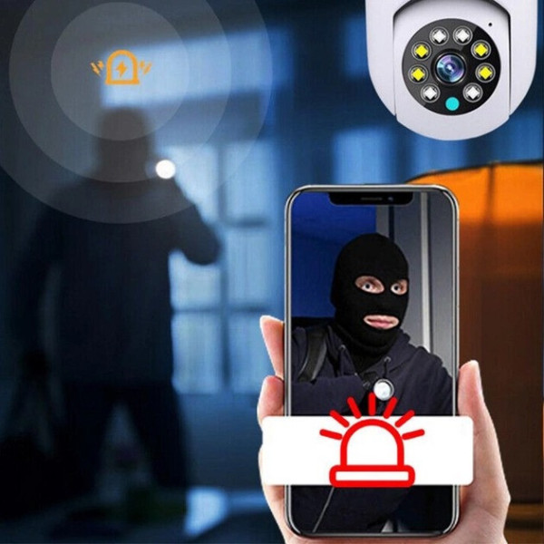 Панорамная IP-камера видеонаблюдения WIFI 2DUAL LENS LAMP Camera с обзором 360 градусов и датчиком движения дл