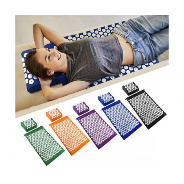 Массажный коврик с валиком Acupressure Mat для снятия стресса и уменьшения боли прямоугольной формы