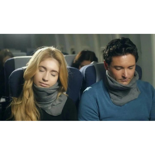 Подушка-шарф Travel Pillow для сна в транспорте и путешествий, поддержка головы и шеи, серая