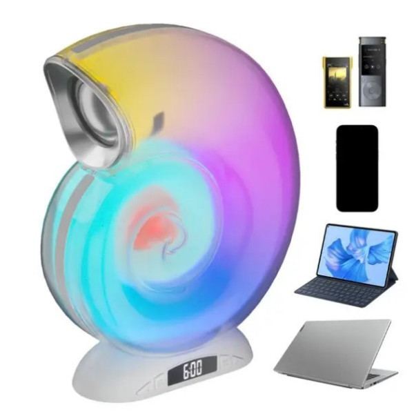 Настільна лампа з RGB-підсвіткою і Bluetooth-колонкою з годинником Little Sea Shell L39