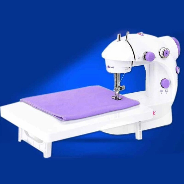 Электромеханическая портативная швейная машинка Sewing SM202A с педалью и доской, питание от сети или батареек