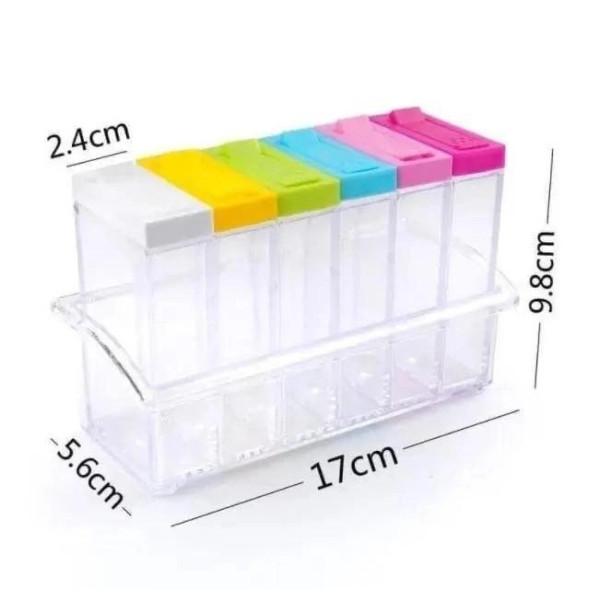 Набор для специй Seasoning six piece set из 6 пластиковых баночек с подставкой, подходит для посудомоечной маш