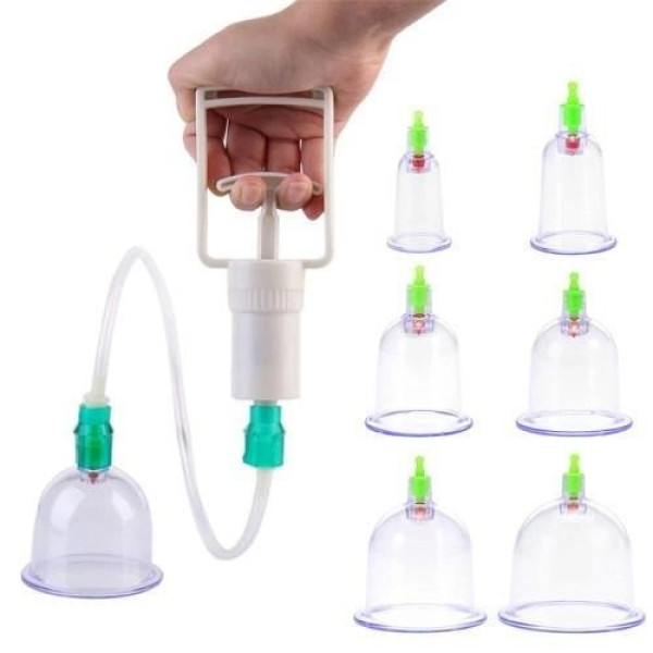 Банки вакуумні для масажу з вакууматором 6 штук вакуумний масажер із насосом