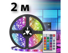 Світлодіодна стрічка 2 м різнобарвна RGB 5050 самоклейна з пультом керування для фонової підсвітки
