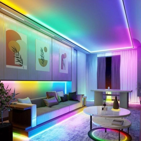 Светодиодная лента RGB 5050 длиной 2 м с пультом управления для фоновой подсветки самоклеящаяся