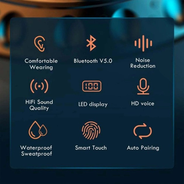 Беспроводные сенсорные наушники Bluetooth TWS F9-5 с цифровым индикатором заряда и кейсом PowerBank