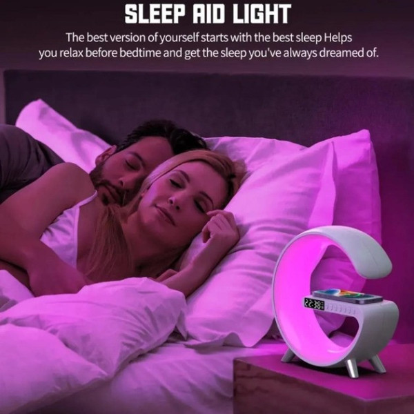 Настольный светодиодный ночник с RGB подсветкой и беспроводной зарядкой Happy Light Light Sound Machine 24см