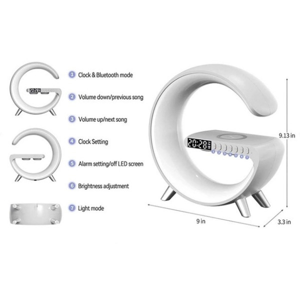 Настольный светодиодный ночник с RGB подсветкой и беспроводной зарядкой Happy Light Light Sound Machine 24см