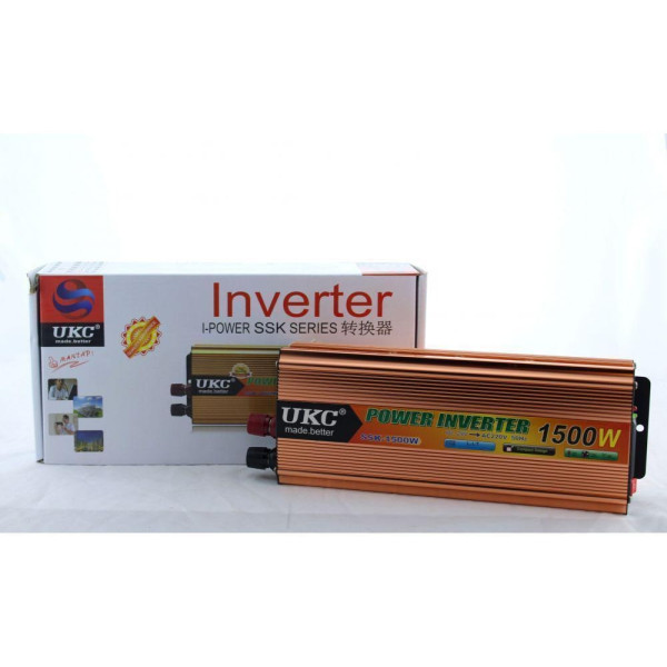 Автомобильный инвертор UKC SSK 1500W преобразователь напряжения 12V на 220V постоянного тока