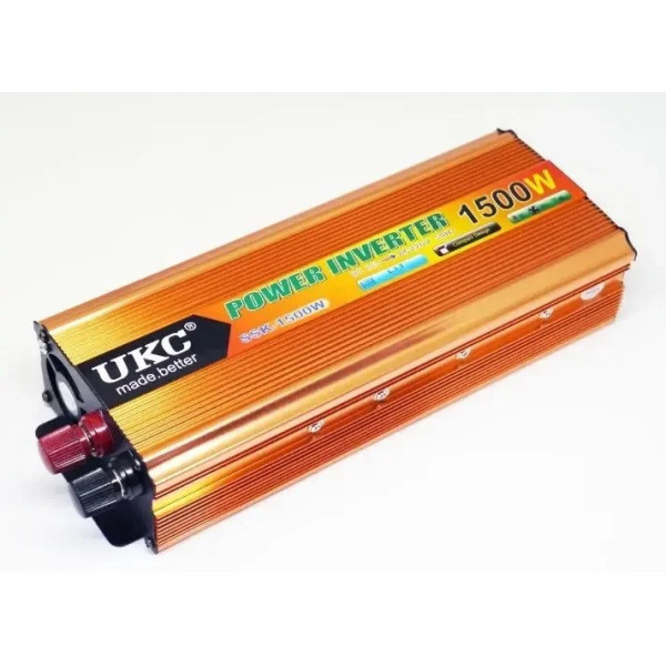 Автомобильный инвертор UKC SSK 1500W преобразователь напряжения 12V на 220V постоянного тока