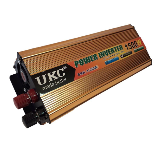 Автомобильный инвертор UKC SSK 1500W преобразователь напряжения 12V на 220V постоянного тока
