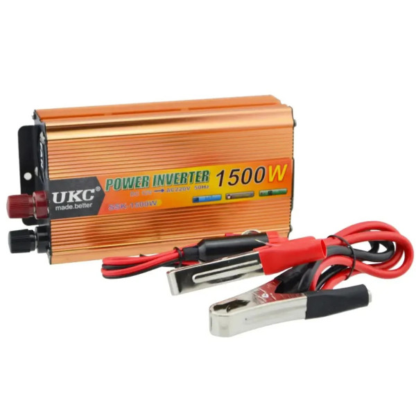 Автомобильный инвертор UKC SSK 1500W преобразователь напряжения 12V на 220V постоянного тока