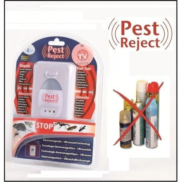 Ультразвуковой отпугиватель Pest Reject pro в розетку для мышей, кротов и насекомых, до 200 м²