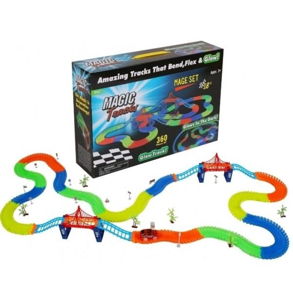 Автотрек Magic Tracks с 360 деталями и светящимися эффектами для гоночных игр