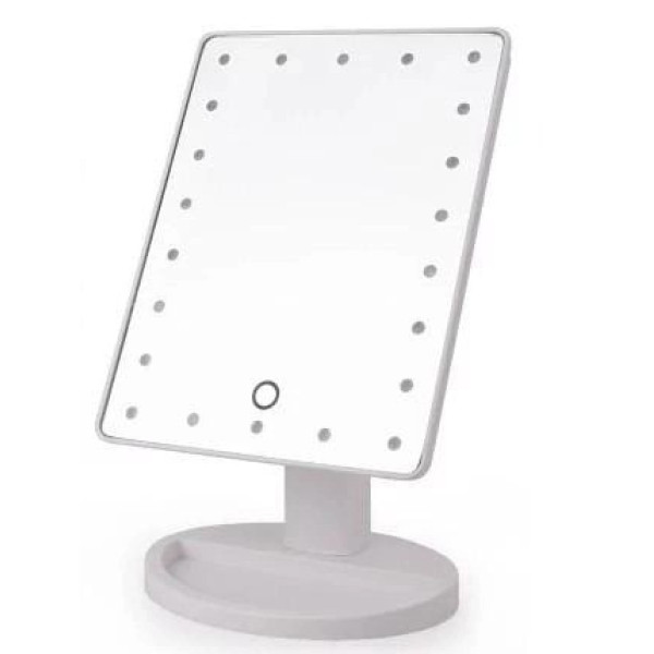 Настольное зеркало для макияжа Large Led Mirror с квадратной формой и LED подсветкой, обычное и увеличивающее