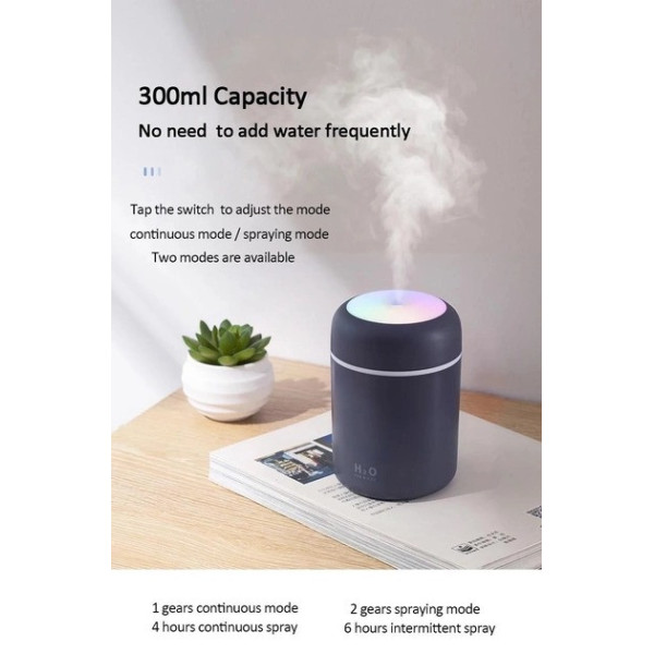 Ультразвуковой увлажнитель воздуха H2O Colorful HUMIDIFIER USB с подсветкой, 300 мл