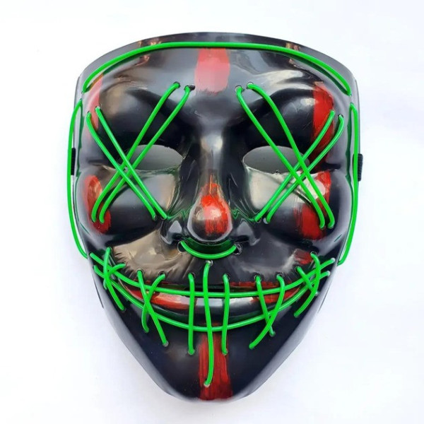 Неоновая маска Purge Mask Судная ночь ABC на батарейках для унисекс