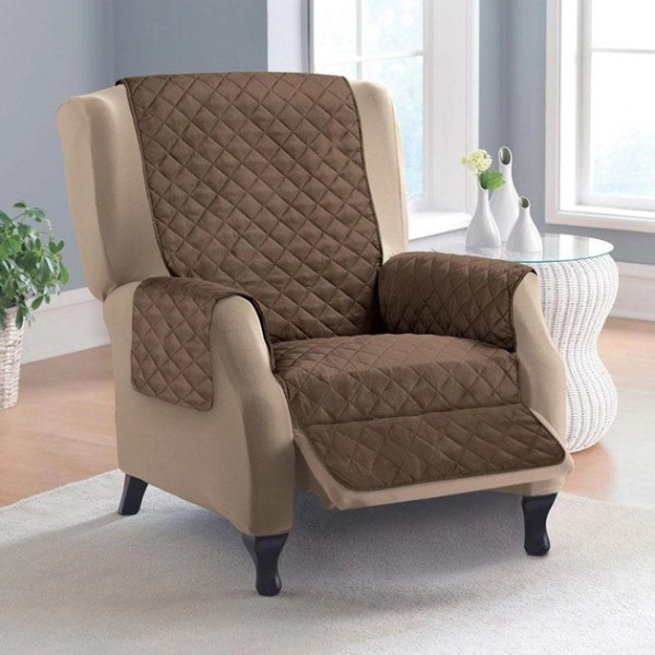 Двустороннее покрывало на кресло Dy Couch Coat коричневого цвета из искусственной шерсти