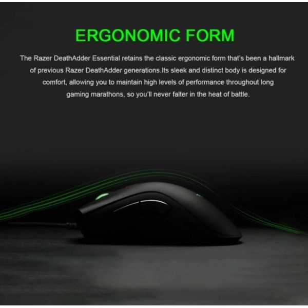 Проводная игровая компьютерная мышь DeathAdder Essential USB черного цвета для настольного ПК