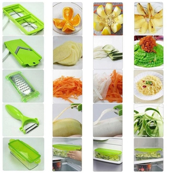 Овощерезка ручная Nicer Dicer Plus салатового цвета с механическим управлением настольная