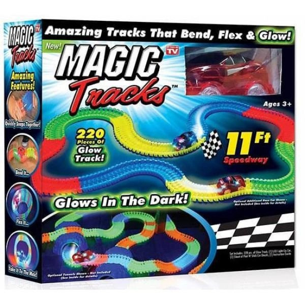 Гоночный светящийся автотрек Magic Tracks из 220 деталей с эффектами света для детей от 6 лет