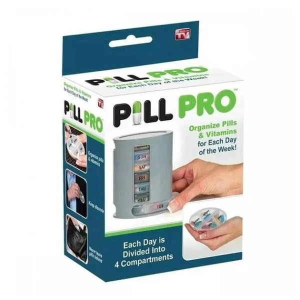 Органайзер Pill Pro для таблеток и витаминов с 7 приёмами в день и 4 отделениями