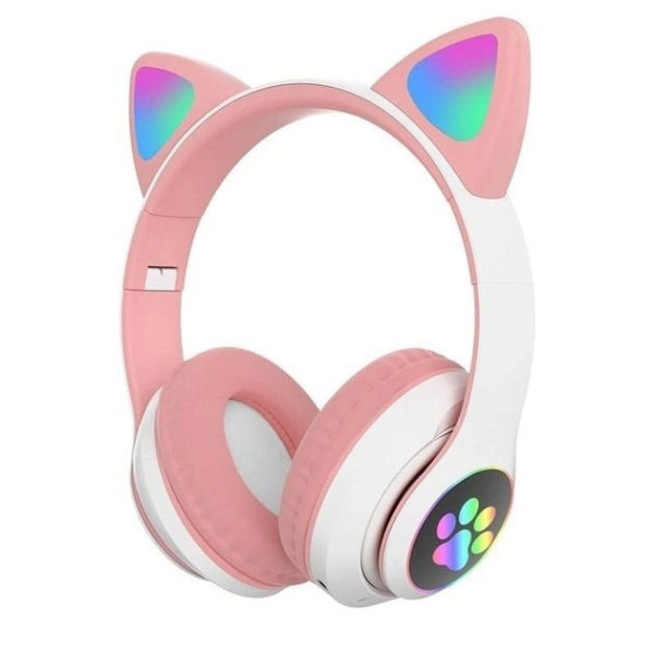 Беспроводные накладные наушники с кошачьими ушками Cat VZV-23M с USB-разъемом и встроенным микрофоном