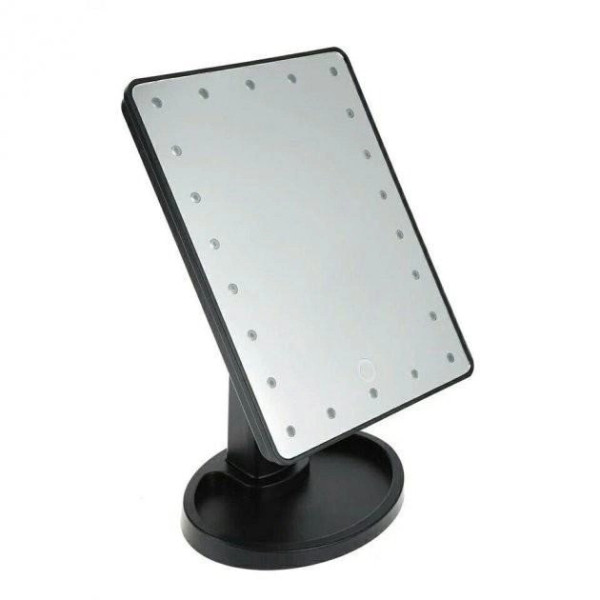 Настольное зеркало для макияжа Large Led Mirror с квадратной формой и LED подсветкой, обычное и увеличивающее