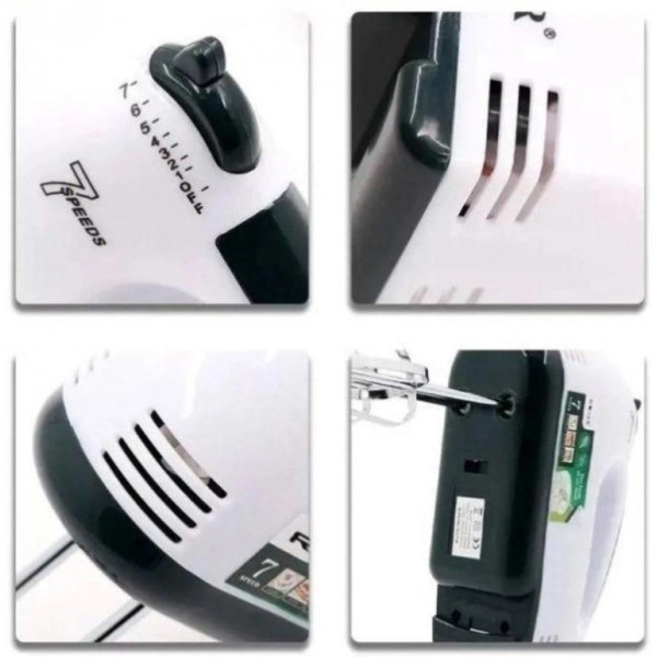 Ручной миксер Domotec R 6633B с 7 скоростями и 2 насадками, питание от сети 220В