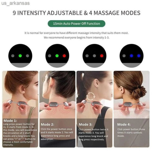 Микро-точечный электронный массажер Neck Massager с 6 режимами интенсивности для шеи