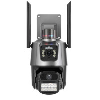 Беспроводная WiFi камера уличная поворотная PTZ P11 ICSEE 3mp+3mp IP66 водонепроницаемая ночное видение