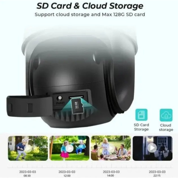 Уличная поворотная WiFi камера PTZ P11 ICSEE 3mp+3mp IP66 с ночным видением и датчиком движения