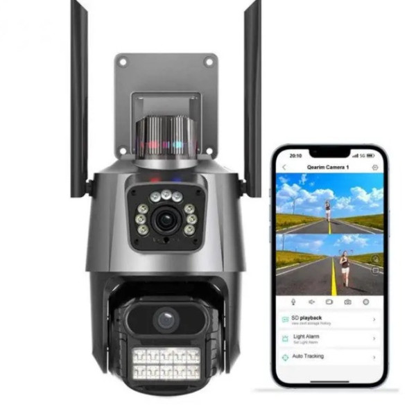 Уличная поворотная WiFi камера PTZ P11 ICSEE 3mp+3mp IP66 с ночным видением и датчиком движения
