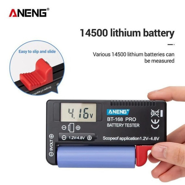 Цифровой тестер аккумуляторных батарей ANENG BT-168 PRO для проверки 18650