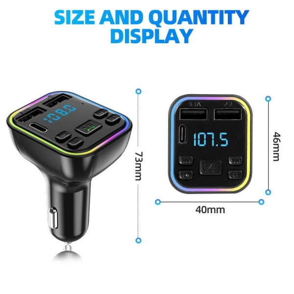 FM-модулятор в автомобиль G39 с Bluetooth 5.0, USB-разъёмом и дисплеем, автомобильный FM-передатчик Car FM Pla