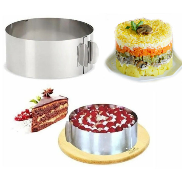 Кондитерское раздвижное кольцо Cake Ring для выпечки, круглая форма 16-30 см