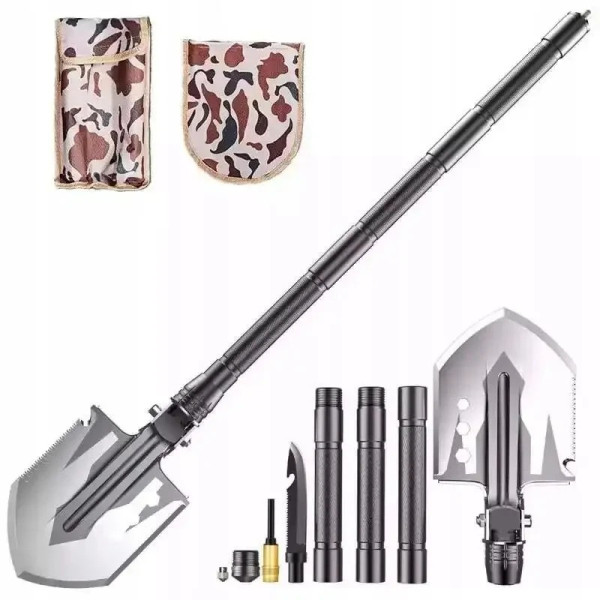 Складная многофункциональная лопата-мультитул 10-в-1 Multifunctional shovel ES-118 с чехлом