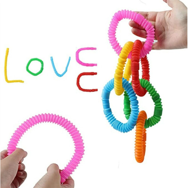 Набор из 12 пластиковых эластичных труб S Fidget Pop Tube для ручного антистресса и сенсорных игр
