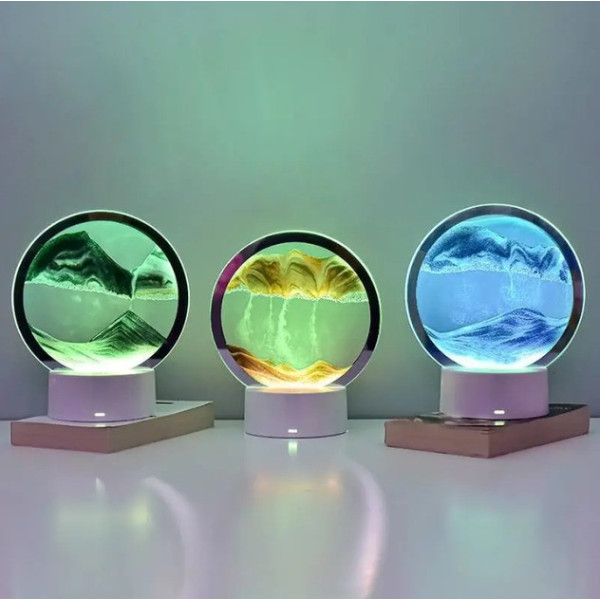 Настольный ночник в форме песочных часов с RGB подсветкой и 3D картиной