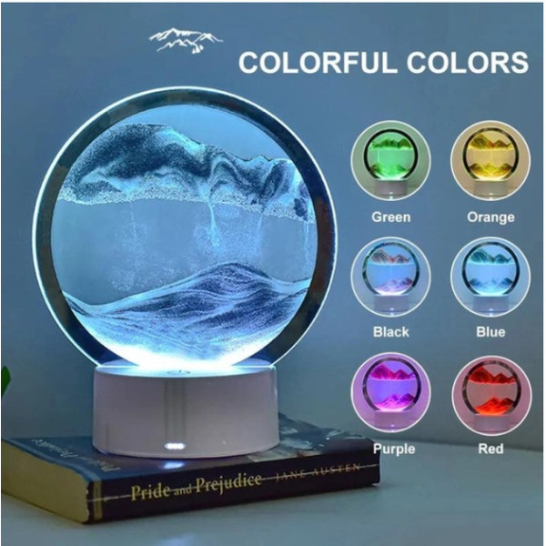 Настольный ночник в форме песочных часов с RGB подсветкой и 3D картиной