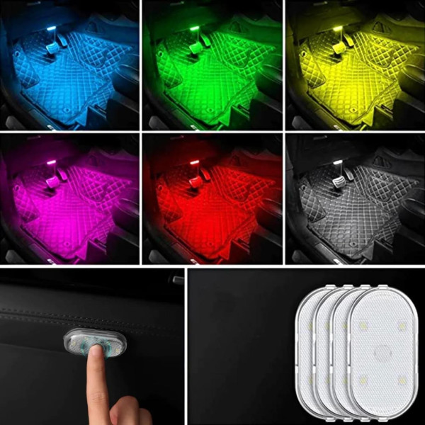 Аккумуляторный RGB светильник 2 шт для салона авто с подвесной магнитной лампой и ночником