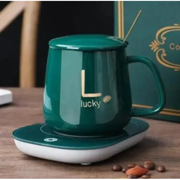 Кружка Lucky 400 мл с USB-подогревом, крышкой и ложкой на подставке для кофе и чая