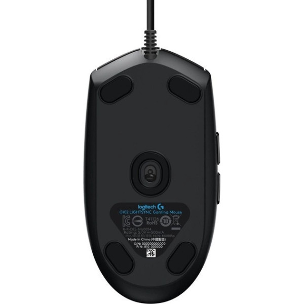 Проводная игровая мышь G102 Lightsync Black с USB, RGB подсветкой и разрешением 8000 DPI для ПК