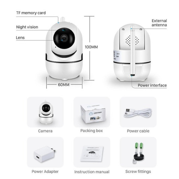 Внутренняя IP-камера видеонаблюдения CAMERA Wifi QC011 с поворотом и инфракрасной подсветкой