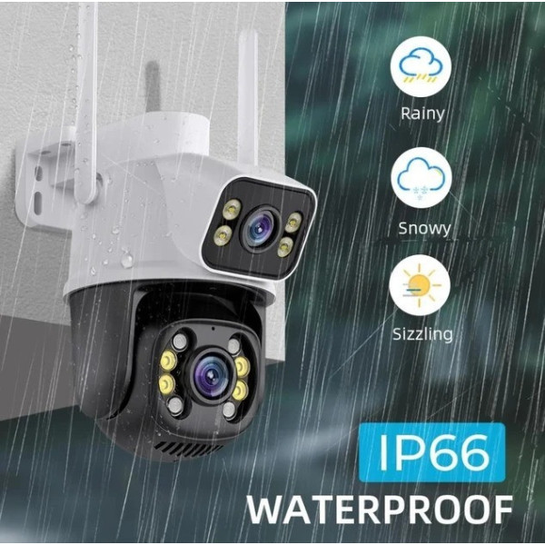 IP-камера видеонаблюдения Q25 с двумя объективами, разрешение 6 МП, режим день/ночь, датчик движения