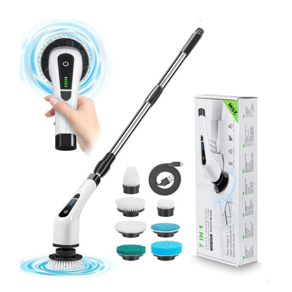 Многофункциональная беспроводная электрическая щетка для уборки Cleaning Brush 7в1 с телескопической ручкой