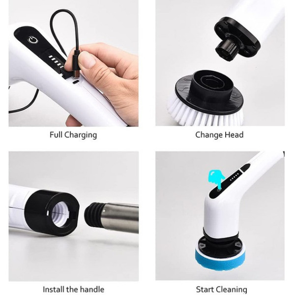 Многофункциональная беспроводная электрическая щетка для уборки Cleaning Brush 7в1 с телескопической ручкой