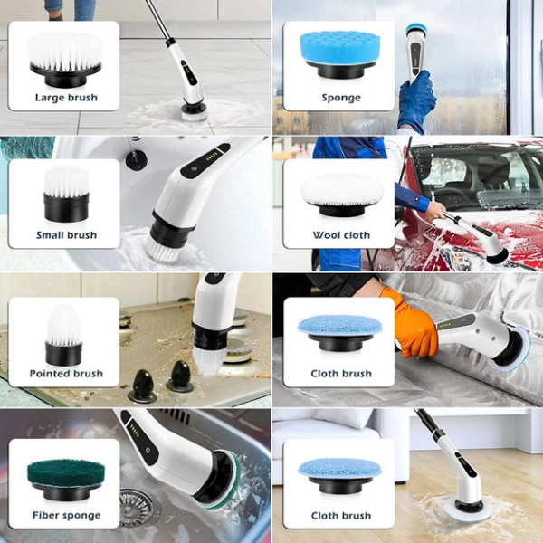 Многофункциональная беспроводная электрическая щетка для уборки Cleaning Brush 7в1 с телескопической ручкой