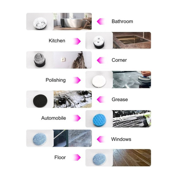 Многофункциональная беспроводная электрическая щетка для уборки Cleaning Brush 7в1 с телескопической ручкой